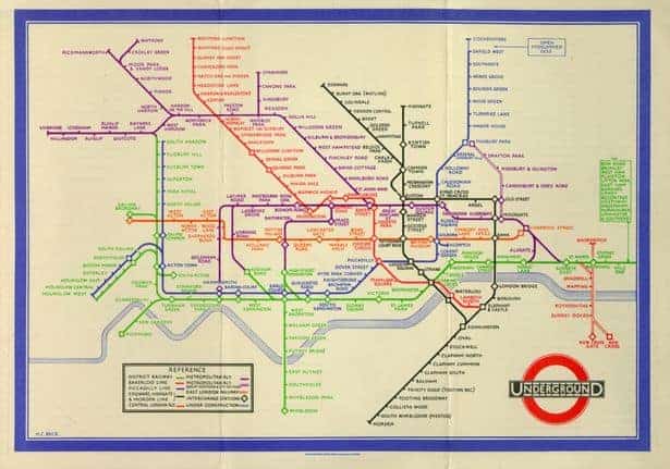 mappa metro londra 1933
