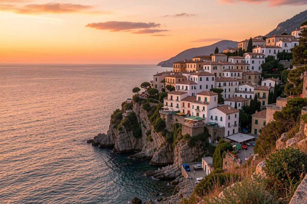 Viaggiatore solitario esplora le strade di una pittoresca città italiana.